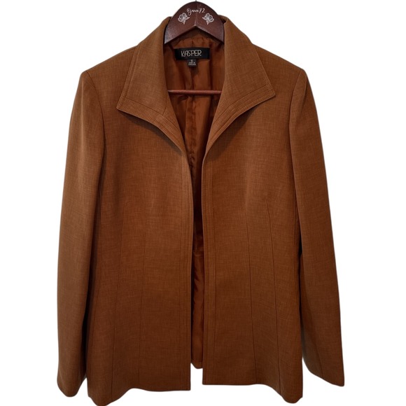 Kasper Jackets & Blazers - Kasper Womens Lined Rustic Open Front Blazer Jacket Size 10 Career Office